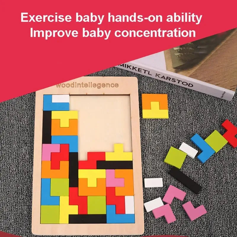 Kids Wooden Logic Puzzle, Brain Teasers Game for Children, Montessori Early Educational Learning Toys, Fun Birthday Gift